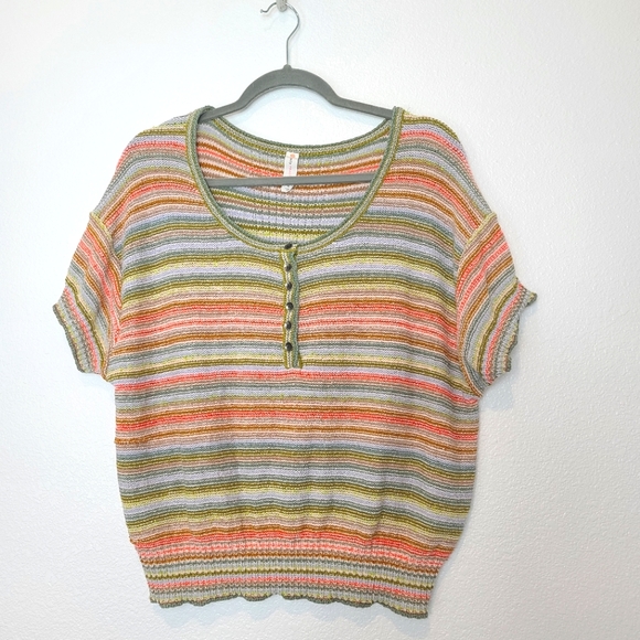 Anthropologie Daily Practice Knit Lounge Multicolor Beachy Top Size Medium - Picture 3 of 11